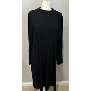 NWT Eileen Fisher Women's XL Minimalist Quiet Luxury Mock Neck Tunic Dress Black